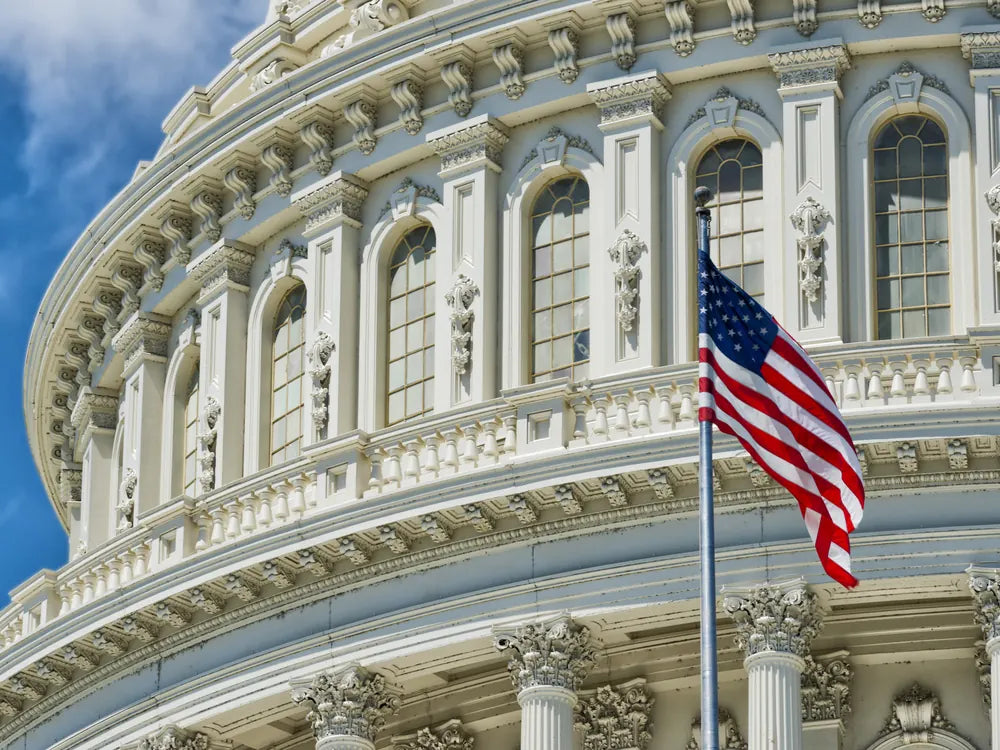 U.S. Capitol dome with American flag