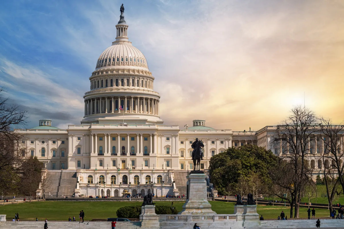 U.S. Capitol building in Washington, D.C. at sunrise