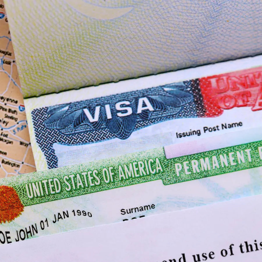U.S. visa and green card documents